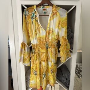 NWOT Floral Yellow and White Dress